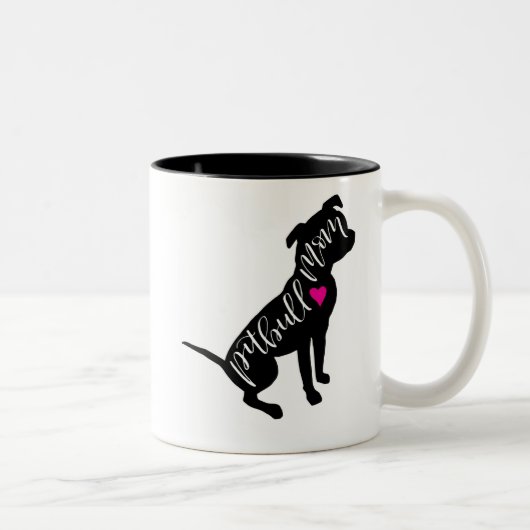 Pitbull Mama-Kaffee-Tasse Zweifarbige Tasse (Rechts)