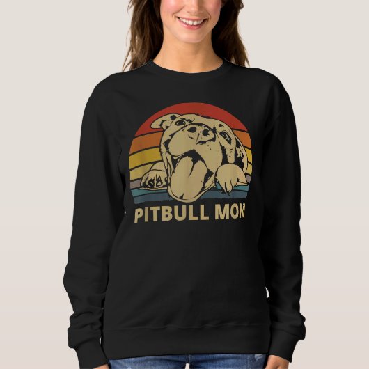 Pitbull Mama mit Niedlichem Pitty-Gesicht Funny Pi Sweatshirt (Vorderseite)