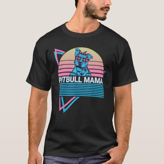 Pitbull Mama Pit Bull Retro T-Shirt (Vorderseite)