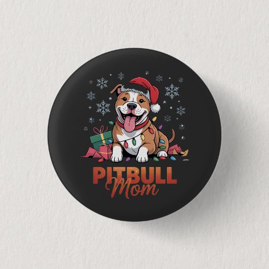 Pitbull-Mama Weihnachten Santa Hut Pitbull Hundefr Button (Vorderseite)