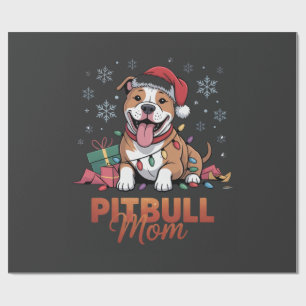 Pitbull-Mama Weihnachten Santa Hut Pitbull Hundefr Geschenkpapier