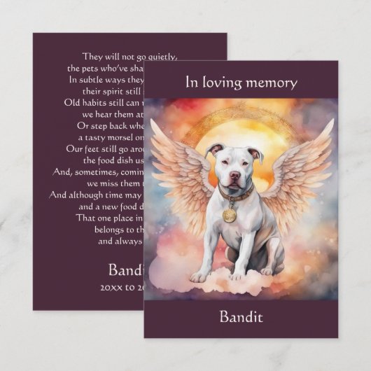Pitbull Memorial Gedicht Wings Name Wasserfarbe hi Dankeskarte (Vorne/Hinten)