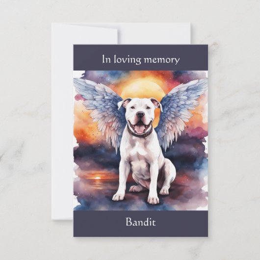 Pitbull Memorial Gedicht Wings Name Wasserfarbe hi Dankeskarte (Vorderseite)