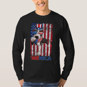 Pitbull Merica Vintag US Flag Sonnenbrille Happy 4 T-Shirt