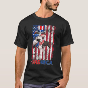 Pitbull Merica Vintag US Flag Sonnenbrille Happy 4 T-Shirt