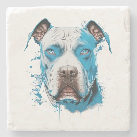 Pitbull mit blauen Augen | Hunde Lover Steinuntersetzer (Vorderseite)