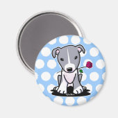 Pitbull mit Blume Magnet (Vorderseite/Rückseite)