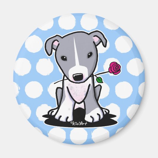 Pitbull mit Blume Magnet (Vorne)
