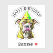 Pitbull mit Geburtstagshügel Aufkleber (Blatt)