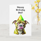 Pitbull mit Geburtstagshügel | Geburtstag des Vate Karte (Gelbe Blume)