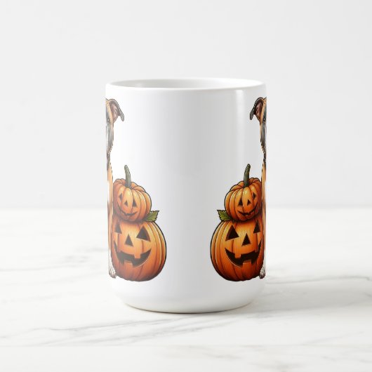 Pitbull mit Halloween Pumpkins Kaffeetasse (Mittel)