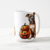 Pitbull mit Halloween Pumpkins Kaffeetasse (VorderseiteRechts)