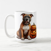 Pitbull mit Halloween Pumpkins Kaffeetasse (Links)