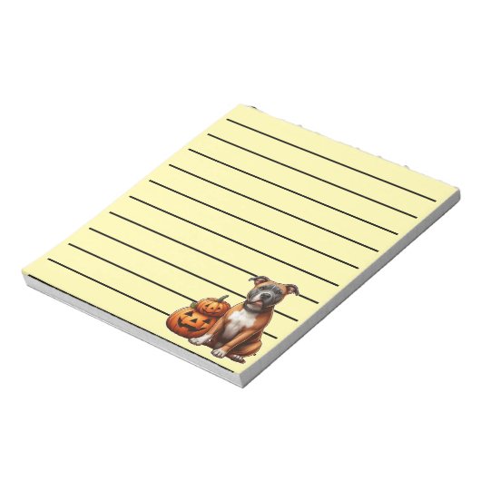 Pitbull mit Halloween Pumpkins Notizblock (Rotiert)