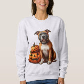 Pitbull mit Halloween Pumpkins Sweatshirt (Vorderseite)