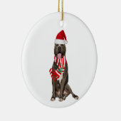 PITBULL mit Hutschuh Weihnachten Keramik Ornament (Rechts)