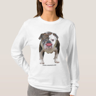 Pitbull mit Lippenstift und Perlen T-Shirt