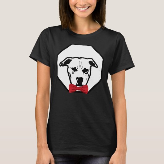 Pitbull mit Red Bowtie Handsome Dog Breed T-Shirt (Vorderseite)