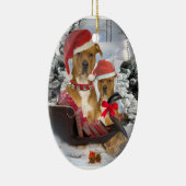 Pitbull mit Sankt Pferdeschlitten Verzierung Keramik Ornament (Rechts)