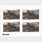 Pitbull mit Skateboard-Aufklebern Rechteckiger Aufkleber (Blatt)