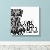 Pitbull mit Text Leinwanddruck (Insitu (Holzboden))