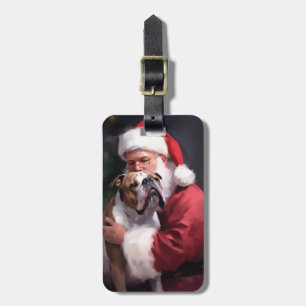 Pitbull mit Weihnachtsmann Festive Weihnachten Gepäckanhänger