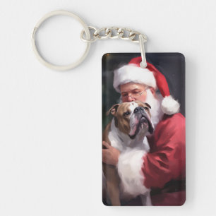Pitbull mit Weihnachtsmann Festive Weihnachten Schlüsselanhänger