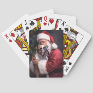 Pitbull mit Weihnachtsmann Festive Weihnachten Spielkarten