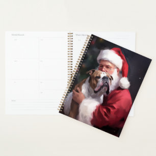 Pitbull mit Weihnachtsmann Festliches Weihnachten Planer