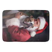 Pitbull mit Weihnachtsmann Weihnachten Badematte (Vorderseite)