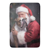 Pitbull mit Weihnachtsmann Weihnachten Badematte (Vorderseite Vertikal)