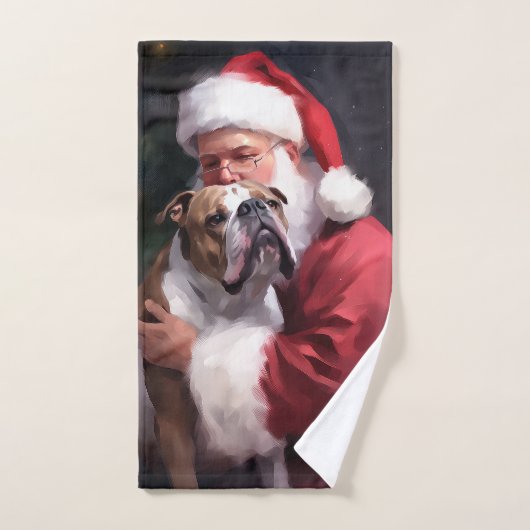 Pitbull mit Weihnachtsmann Weihnachten Badhandtuch Set (Handtuch)