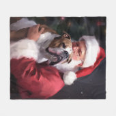 Pitbull mit Weihnachtsmann Weihnachten Fleecedecke (Vorderseite (Horizontal))
