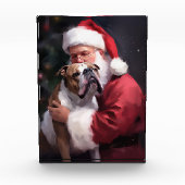 Pitbull mit Weihnachtsmann Weihnachten Fotoblock (Vorderseite)