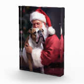 Pitbull mit Weihnachtsmann Weihnachten Fotoblock (Rechts)