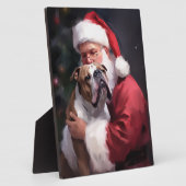 Pitbull mit Weihnachtsmann Weihnachten Fotoplatte (Seite)