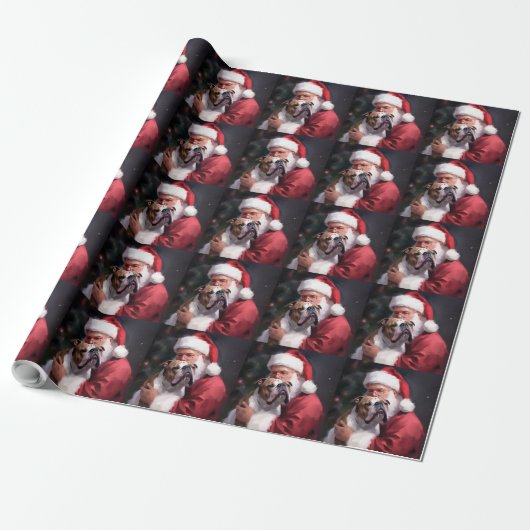 Pitbull mit Weihnachtsmann Weihnachten Geschenkpapier (Ungerollt)