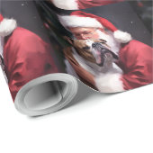 Pitbull mit Weihnachtsmann Weihnachten Geschenkpapier (Rolleneckpunkt)