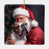 Pitbull mit Weihnachtsmann Weihnachten Keramikornament (Rückseite)