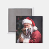 Pitbull mit Weihnachtsmann Weihnachten Magnet (Vorderseite/Rückseite)