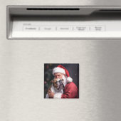 Pitbull mit Weihnachtsmann Weihnachten Magnet (In Situ (Geschirrspüler))
