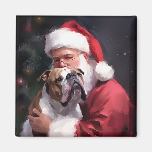 Pitbull mit Weihnachtsmann Weihnachten Magnet (Vorne)