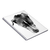 Pitbull Mix Blick Schwarz-Weiß-Kunst-Notebook Notizblock (Rechte Seite)