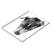 Pitbull Mix Blick Schwarz-Weiß-Kunst-Notebook Notizblock (Linke Seite)