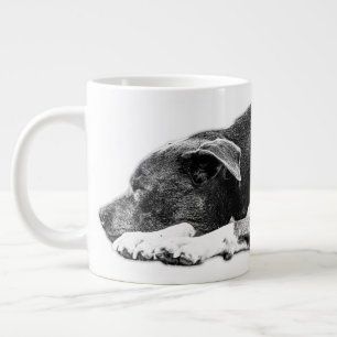 Pitbull Mix Schwarz-Weiß-Tasse Jumbo-Tasse