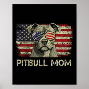 Pitbull-Mutter Hunde Liebhaber Amerikanische Flagg Poster