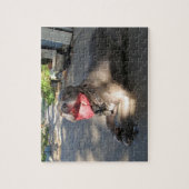 Pitbull nachlässiges Hundekuss-Puzzlespiel Puzzle (Vertikal)