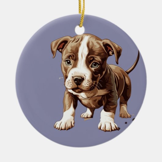 Pitbull-Ornament - individualisierbares Geschenk Keramik Ornament (Vorne)