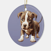 Pitbull-Ornament - individualisierbares Geschenk Keramik Ornament (Links)