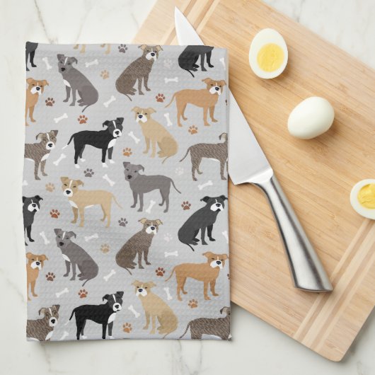 Pitbull Paws and Bones Küchentücher (Viertel Falte)